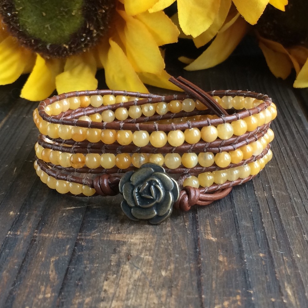 Yellow Jade Wrap Bracelet